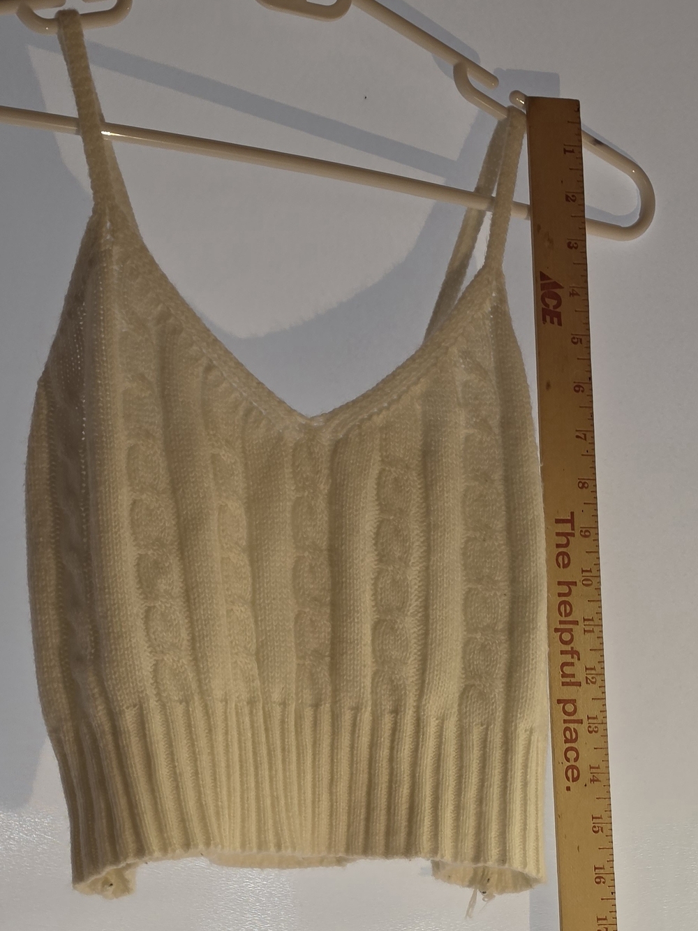 Cream Cable Knit Spaghetti Strap Crop Top